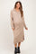 Light Mocha Half-Zip Collar Side Slit Maternity Midi Sweater Dress