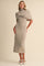 Sand Mock Neck Shawl Midi Sweater Dress