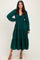 Hunter Green Tiered Long Sleeve V-Neck Maxi Dress