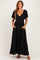 Black Knotted V-Neck Flutter Sleeve Maxi Dress
