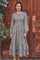 Dove Grey Floral Smocked Ruffle Hem Midi Dress
