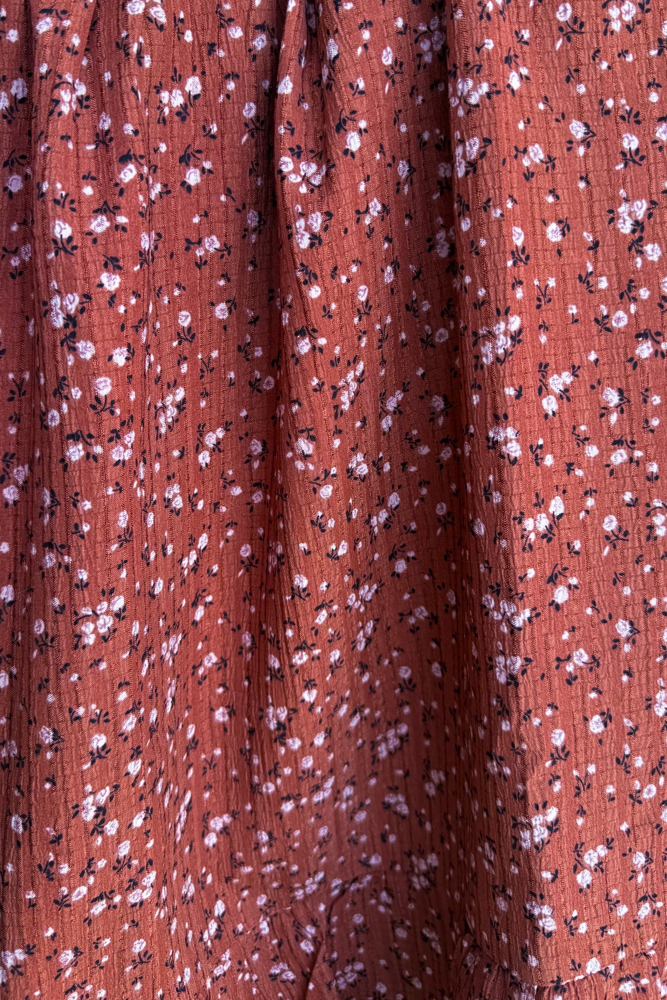 Cinnamon Floral Smocked Ruffle Hem Midi Dress