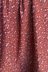 Cinnamon Floral Smocked Ruffle Hem Midi Dress