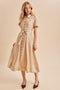 Buttercream Floral Button Down Tie Waist Midi Dress