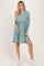 Sage/ Off White Striped Long Sleeve Nursing Dress