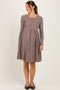 Taupe/ Off White Striped Long Sleeve Maternity Nursing Dress