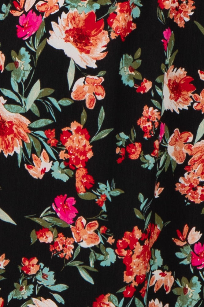 Black Floral Long Sleeve Maternity Maxi Dress