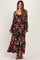 Black Floral Long Sleeve Maternity Maxi Dress