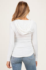 Ivory Long Sleeve Button Front Long Sleeve Fitted Maternity Top
