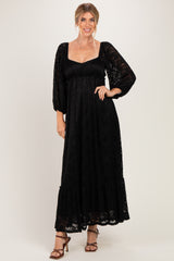 Black Lace Long Sleeve Maxi Dress