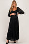 Black Lace Long Sleeve Maternity Maxi Dress