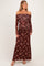 Burgundy Floral Mesh Off Shoulder Long Sleeve Maternity Maxi Dress