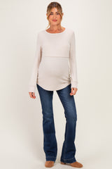 Oatmeal Maternity & Nursing Layered Knit Top