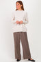 Cream Mock Neck Exposed Seam Sweater