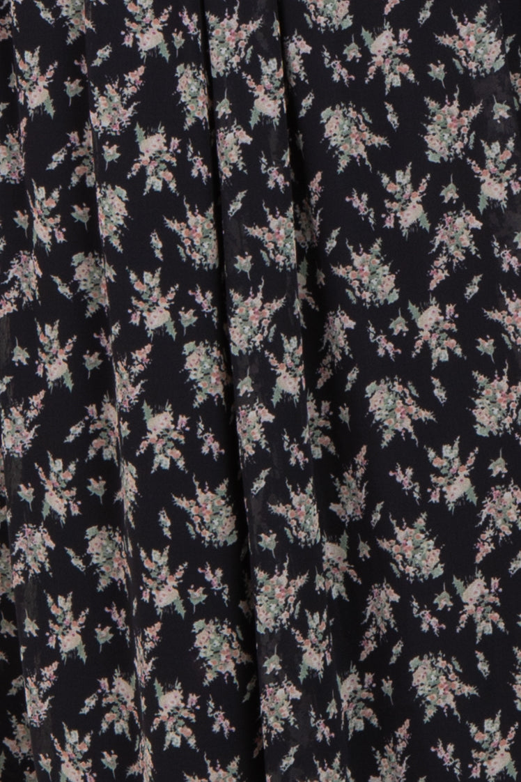maternity wear in navy blue with a floral print pattern and pleated design