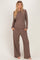 Mocha Henley Wide Leg Pant Lounge Set