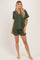 Army Green Short Sleeve Button Down Shirt Shorts Set