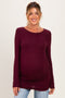 Dark Wine Soft Knit Ruched Maternity Top