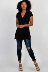PinkBlush Black Draped Front Nursing Top