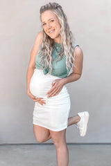 PinkBlush Ivory Sleeveless Ribbed Fitted Maternity Dress