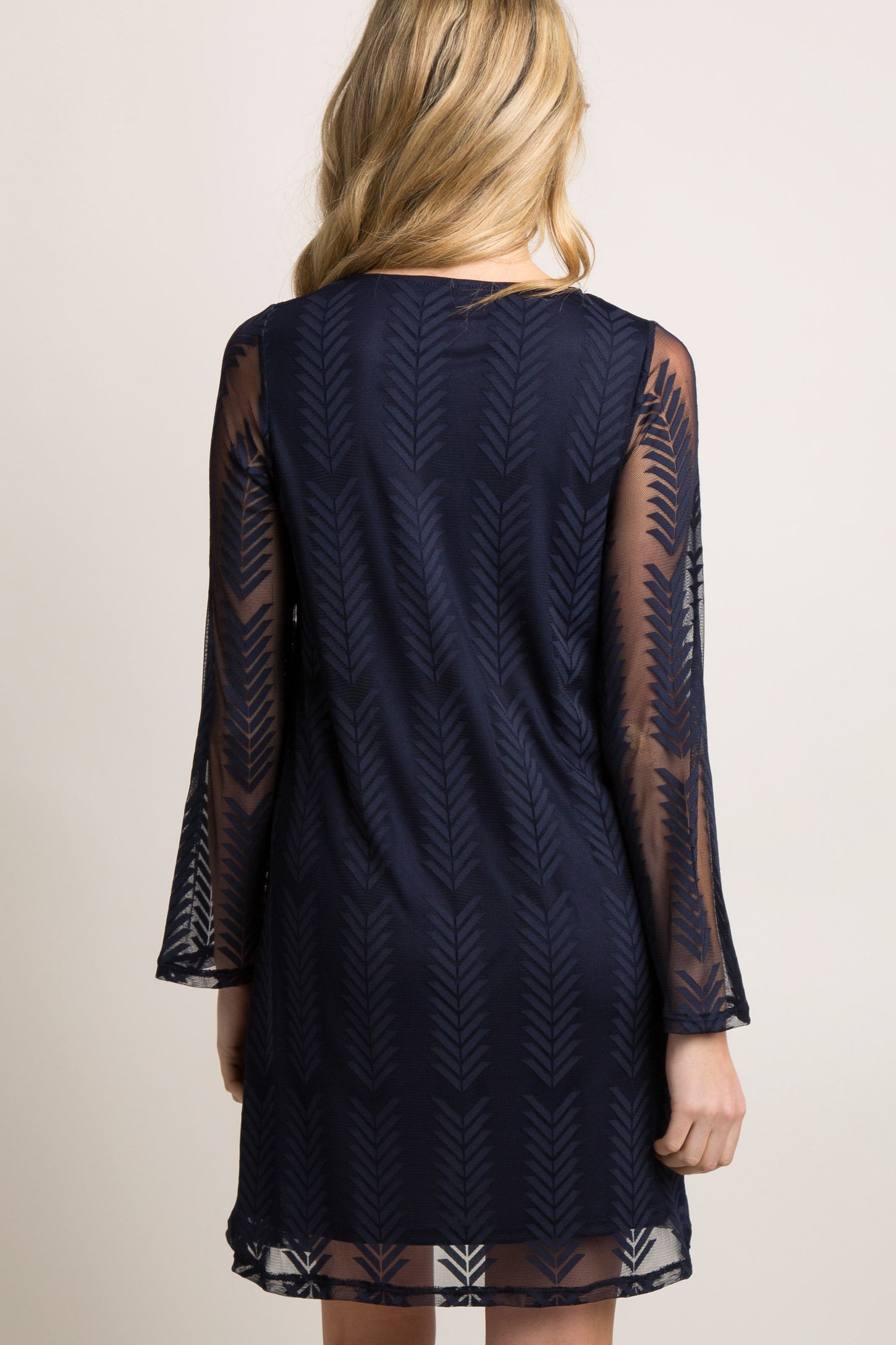 PinkBlush Navy Mesh Overlay Maternity Dress