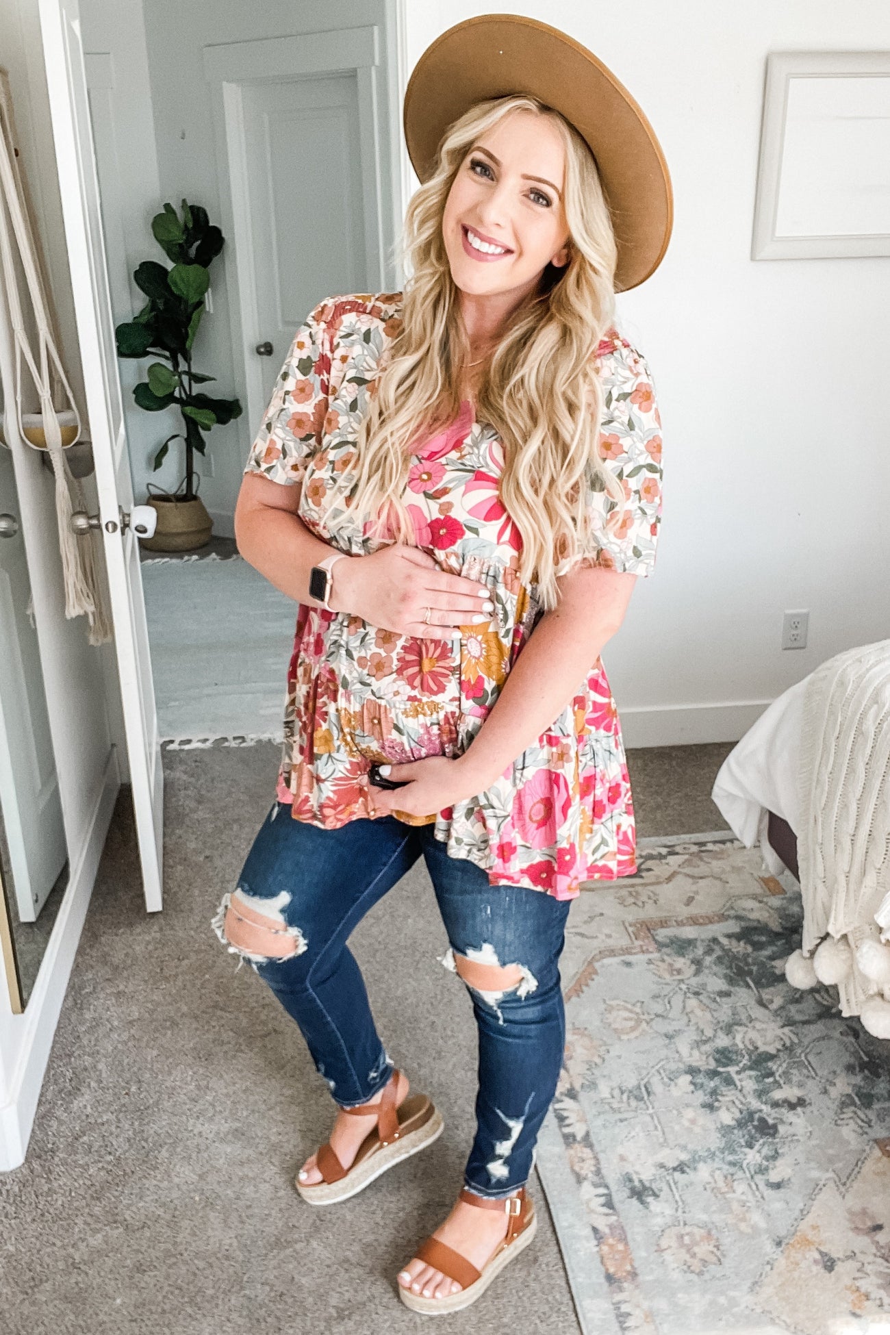 Navy Distressed Raw Cut Maternity Skinny Jeans