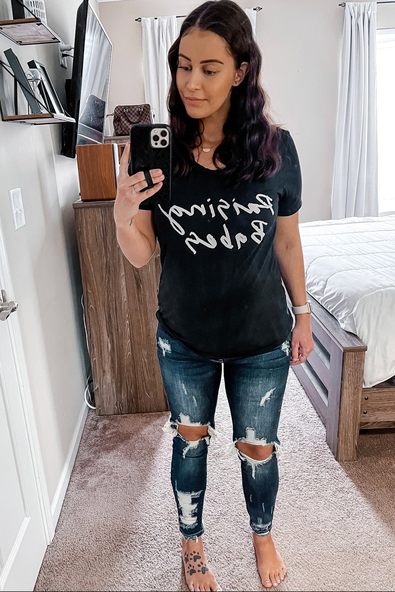 Navy Distressed Raw Cut Maternity Skinny Jeans