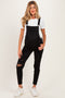 Black Distressed Denim Maternity Overalls
