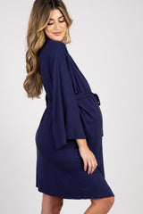 PinkBlush Navy Blue Delivery/Nursing Maternity Robe