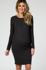 Forest Green Knit Long Sleeve Maternity Dress