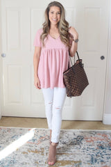 Mauve Swiss Dot Peplum Top