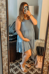 Blue Tiered Maternity Tank Dress