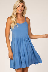 Blue Tiered Tank Dress