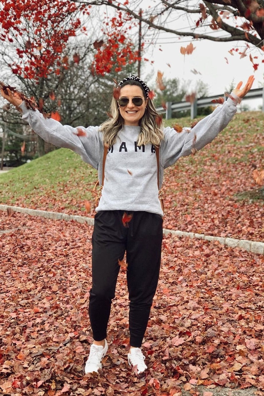 Grey Screen Print Mama Pullover Sweatshirt