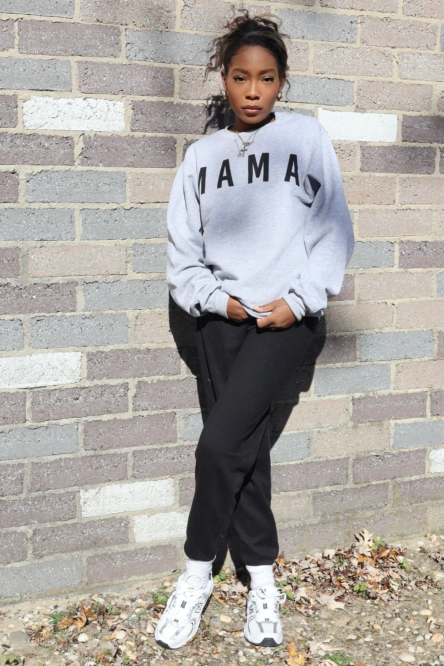 Grey Screen Print Mama Pullover Sweatshirt