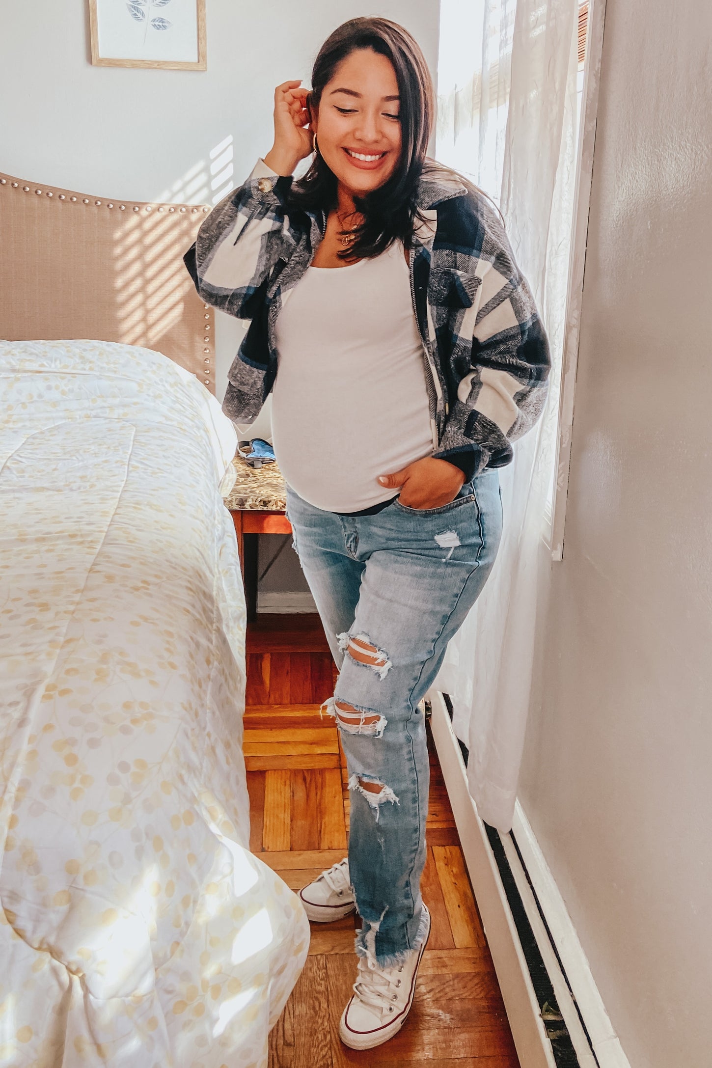 Blue Distressed Maternity Jeans