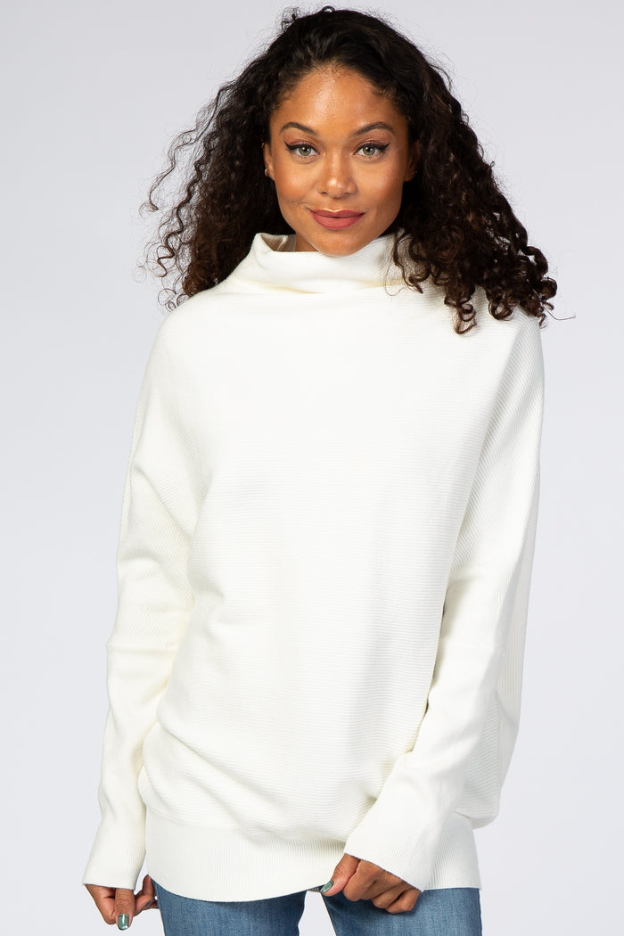 Cream Funnel Neck Dolman Sleeve