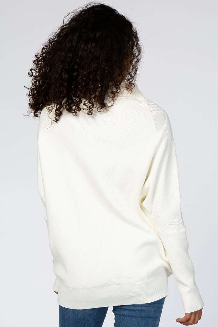 Cream Funnel Neck Dolman Sleeve