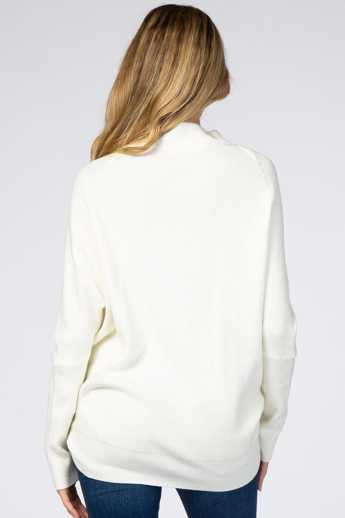 Cream Funnel Neck Dolman Sleeve Maternity Sweater