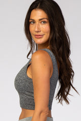 Heather Grey Ribbed Sports Bra