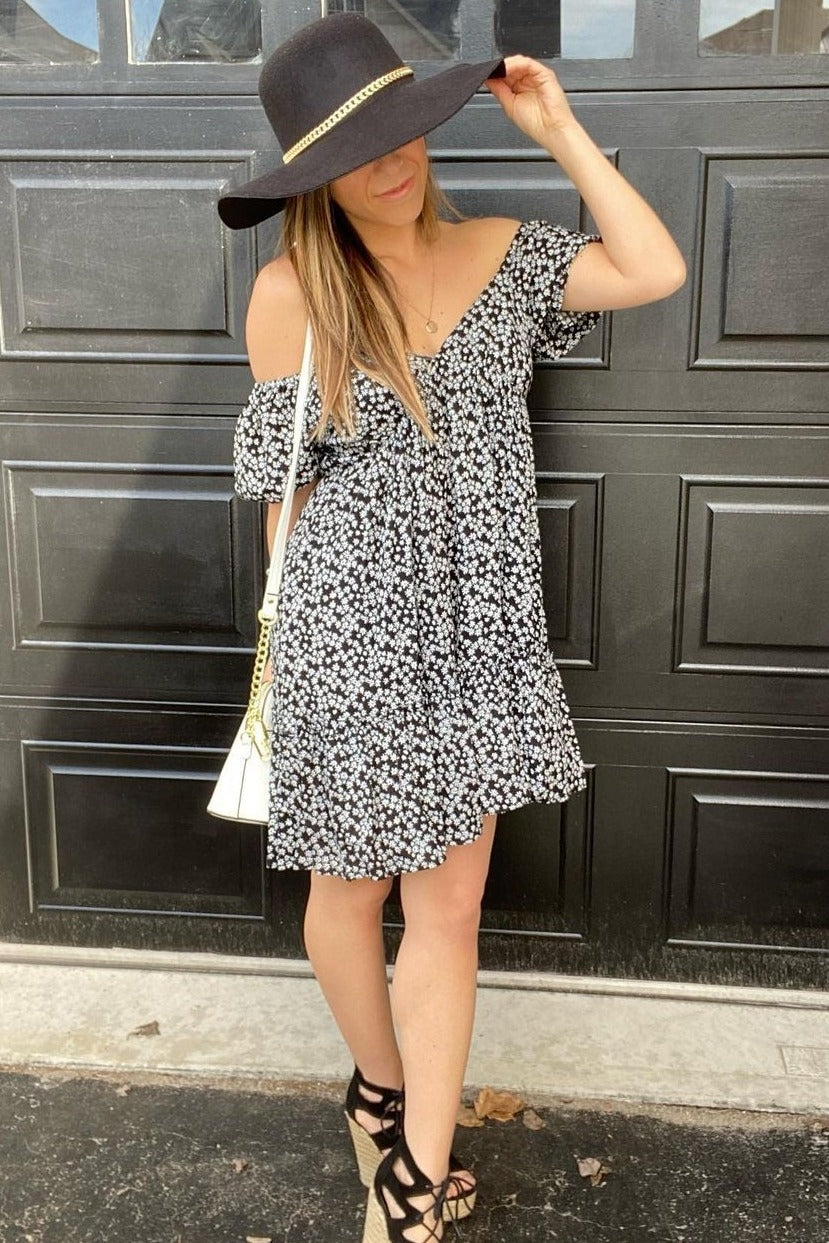 Black Floral Mini Dress