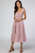 Mauve Bow Strap Tiered Midi Dress