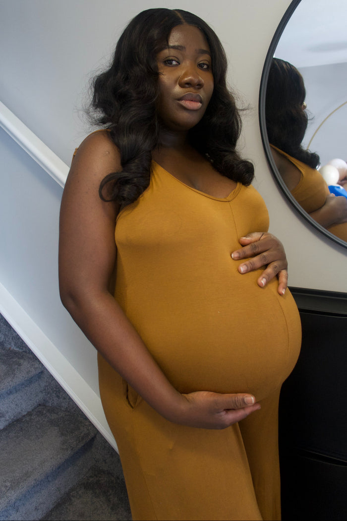 Camel Cross Back Wide Leg Maternity Jumpsuit