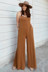 Camel Cross Back Wide Leg Jumpsuit