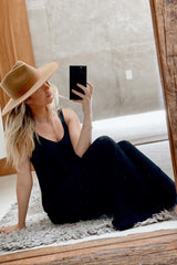 Black Cross Back Wide Leg Jumpsuit