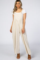 Beige Linen Overalls
