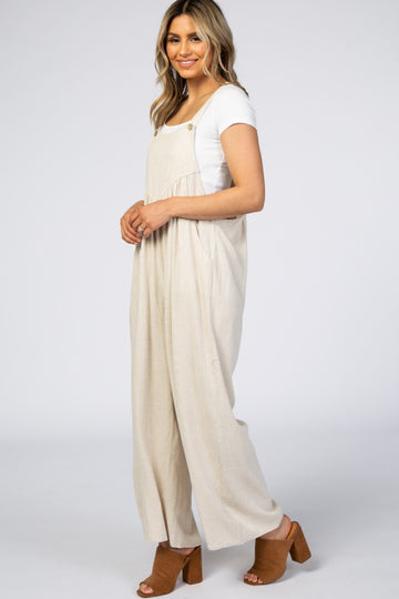 Beige Linen Overalls