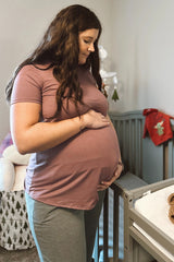 Mauve Layered Wrap Front Maternity Nursing Top