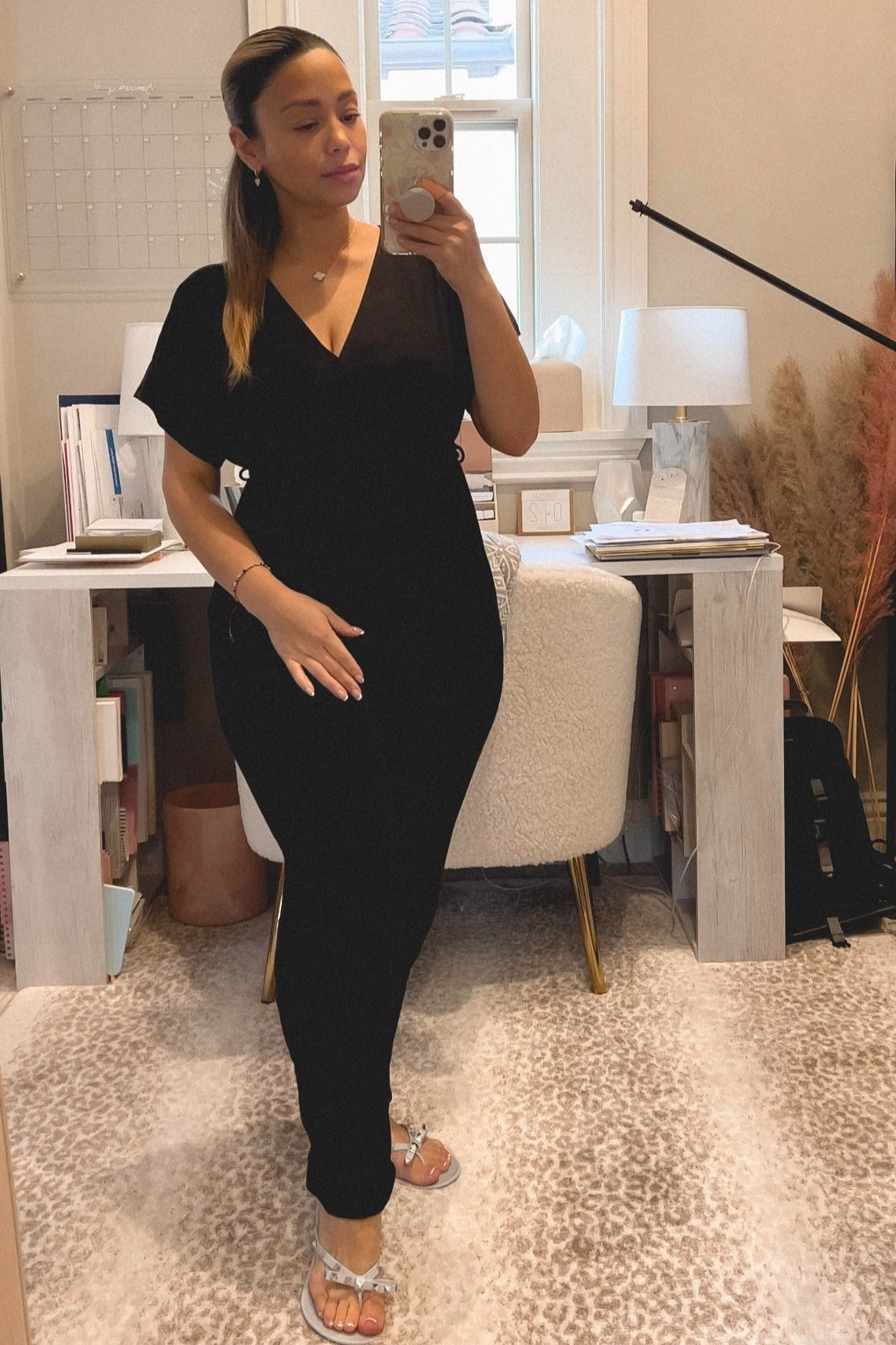 Black Wrap Tie Jumpsuit