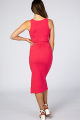 Fuchsia Ribbed Maternity Midi Dress